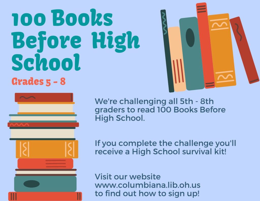 Join the 100 books before high school challenge
