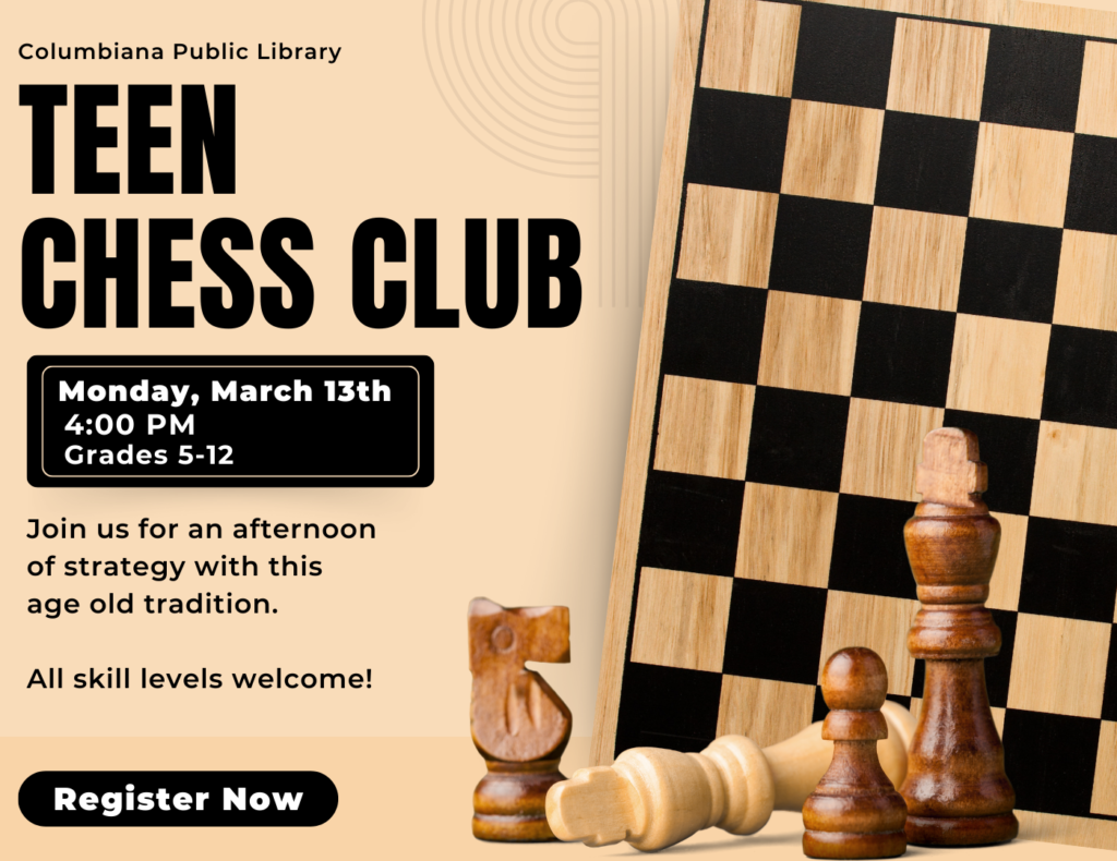 Introducing our new Teen Chess Club starting on Thursday, March 13 at 4:00 PM